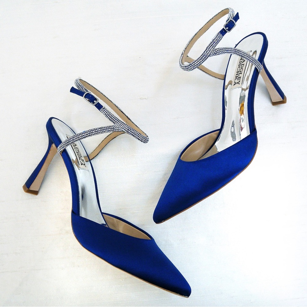 Badgley Mischka Blue and Silver Heels